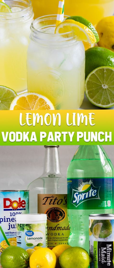 Vodka Party Punch, Vodka Punch, Lime Lemonade, Best Summer Cocktails, Alcoholic Punch, Lemon Drink, Punch Recipe, Gin Fizz, Party Punch