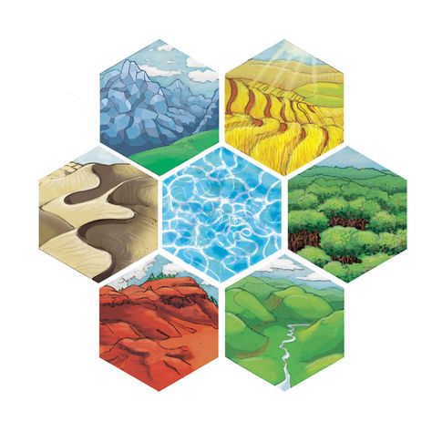 Alternate Catan Hexes by Avangion on DeviantArt Catan Board Game, Catan Board, Board Games Diy, Settlers Of Catan, Hex Tile, Bg Design, Board Game Design, Top Games, 3d Printing Projects