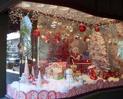 Old-Fashioned Store Window Displays | Holiday window and reflection Easter Store Window Display, Christmas Toy Store, Christmas Shop Window, Holiday Window Display, Disney Christmas Decorations, Storing Christmas Decorations, Gingerbread Christmas Decor, Store Window Displays, Christmas Window Display