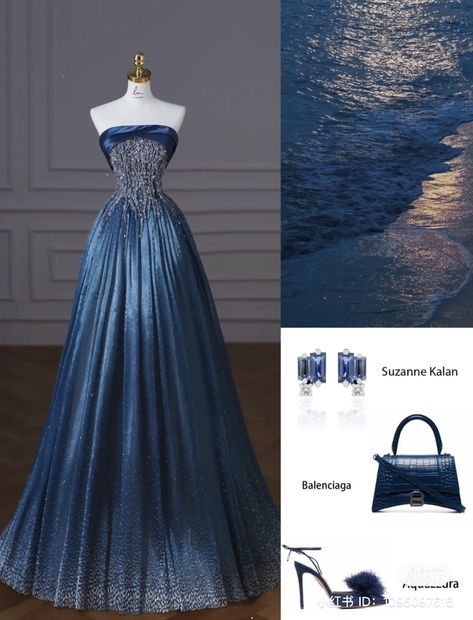 Night Court Gown, Starry Night Prom Dress Midnight Blue, Blue Fairytale Dress, Starry Night Prom Dress, Night Prom Dress, Navy Ball Gown, Blue Glitter Dress, Starry Night Prom, Navy Blue Gown