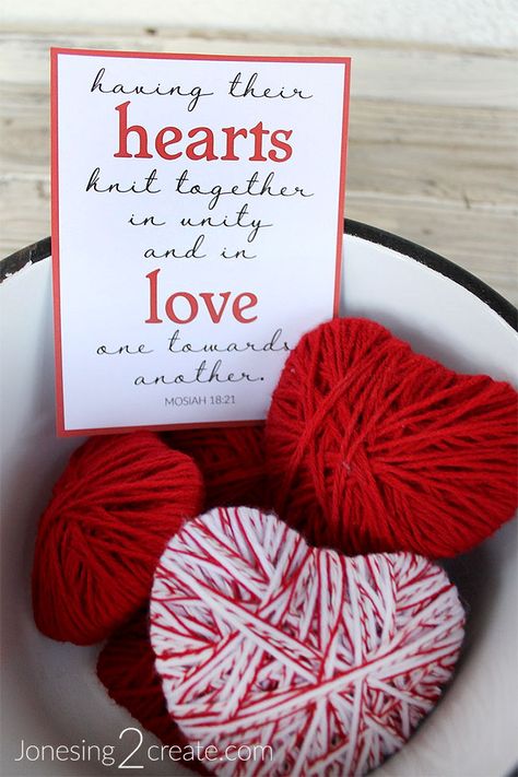 February 2018 Visiting Teaching Message. Cute printable on knitting our hearts together and a yarn heart. Perfect for Valentines Day! Visiting Teaching Gifts, Relief Society Gifts, Lds Ministering, Yarn Hearts, Lds Relief Society Activities, Relief Society Crafts, Church Valentines, Relief Society Visiting Teaching, Visiting Teaching Message