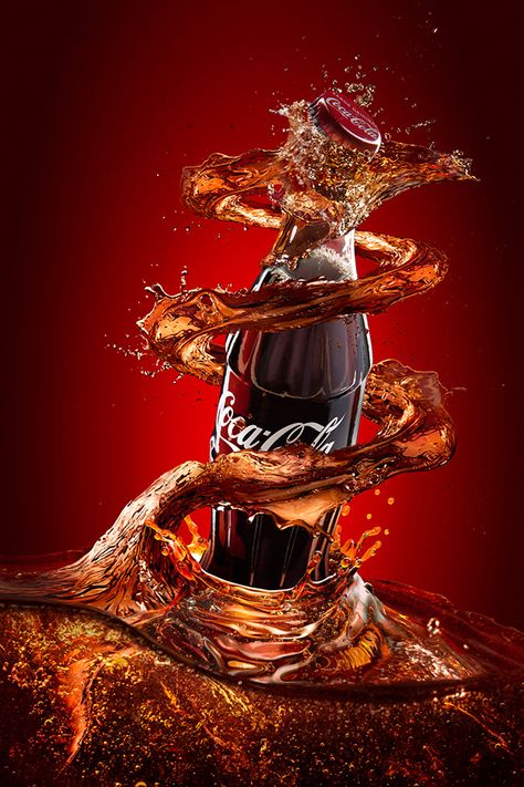 Splash photography on Behance Coca Cola Wallpaper, Chinese Dragon Art, Graphic Design Posters Layout, Beverage Poster, Digital Advertising Design, Coca Cola Ad, Energy Shots, Coca Cola Can, Bored At Home