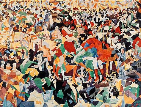 The Dance of the Pan-Pan at the Monico, Gino Severini. The painting was destroyed during WW II but Severini recreated it in 1959. Gino Severini, Italian Futurism, Win Art, Centre Pompidou, Principles Of Design, Italian Painters, Futurism, Art Inspiration Painting, Cabaret