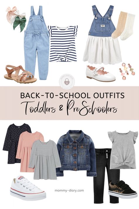 School Outfits Primary School, Preschool Girl Outfits, Back To School Outfits Elementary Kids, Toddler Back To School Outfits, Kindergarten Girl Outfits, School Outfits Elementary Girl, Toddler Picture Day Outfit School, Preschool Outfits Girl, Back To School Outfits Toddler Girl