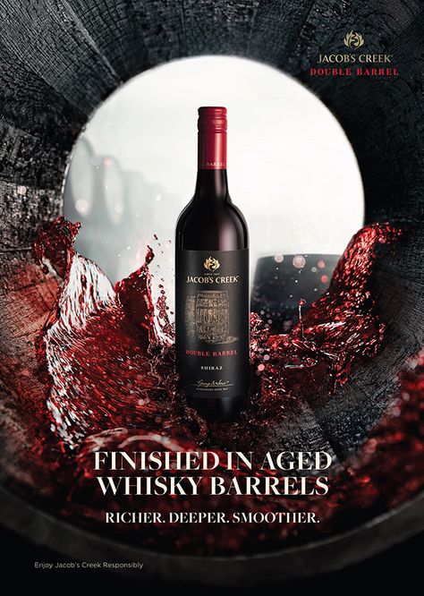 Jacobs Creek - Double Barrel on Behance Wine Ads, Drinks Photography, Wine Bottle Design, Adobe Photoshop Design, A Daily Routine, Wine Photography, 광고 디자인, Social Media Advertising Design, Wine Poster