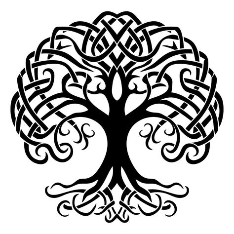 Tree in celtic knot style Celtic Knot Stencil, Wood Burning Art Patterns Free Printable, Pagan Images, Keltic Knot, Celtic Dara Knot, Flying Phoenix Tattoo, Celtic Knot Tree, Yggdrasil Tattoo, Celtic Symbols And Meanings