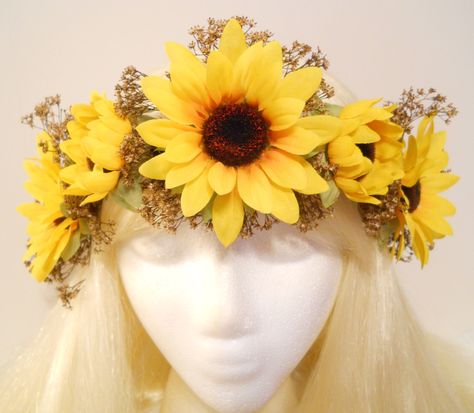 Sunflower Crown Baby's Breath Flower Crown Head Wreath Crown Fall Autumn Boho Wedding Bridal Flowers Dried Flowers Headpiece Sunflower Hair by MyFairyJewelry on Etsy Autumn Boho Wedding, Flowers Headpiece, Sunflower Crown, Baby Breath Flower Crown, Wreath Crown, Sunflower Hair, Head Dresses, Crown Aesthetic, Small Sunflower