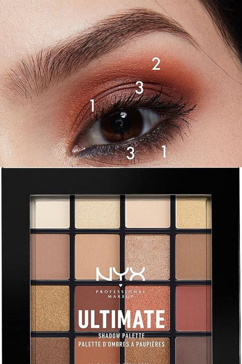 Nyx Eyeshadow Palette, Maroon Eyeshadow, Makeup Palette Organization, Burgundy Eyeshadow, Make Eyes Pop, Nyx Eyeshadow, Rose Gold Eyeshadow, Makeup Eye Shadow, Gold Makeup Looks