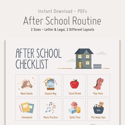 After School Printable Routine Chart for Kids After School Routine For Kids, Homework Music, Learning Routine, Homework Routine, Visual Routine, After School Checklist, Kids Routine, Chore Checklist, Chore Chart For Kids