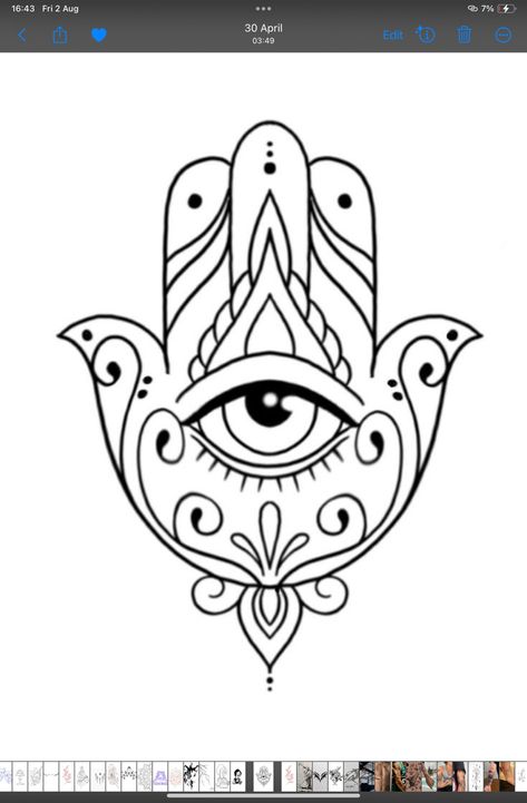 Hamsa Drawing, Eldritch Tattoo, Hamsa Tattoo Design, Hamsa Hand Tattoo, Tiny Bird Tattoos, Wave Stencil, Optical Illusion Tattoos, Hamsa Art, Wrist Tattoo Designs