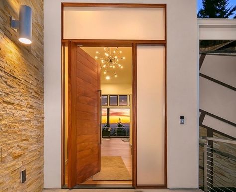 Not only do we build pivot doors -  we build glass sidelights and transoms too! Design your complete modern entryway at http://www.pivotdoorcompany.com/Exterior-Doors/. Door Transom, Contemporary Front Doors, Pivot Door, Door Dimensions, Entrance Door Design, Modern Entryway, Window Unit, Door Company, Door Design Modern