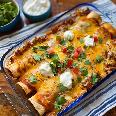 Easy-Tex-Mex-Beef-Enchiladas3 Flour Enchiladas Beef, Enchiladas Beef, Easy Beef Enchiladas, Beef Enchilada Recipe, Seasoned Ground Beef, Beef Enchiladas, Chocolate Cookie Recipes, Enchilada Recipes, Easy Beef