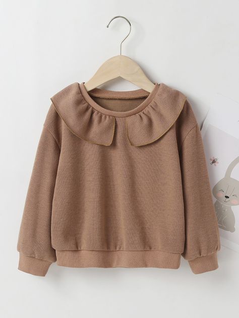 Camel Cute  Long Sleeve Cotton Plain Pullovers  Slight Stretch Spring/Fall Toddler Girls Clothing Kids Fall Clothes, Fashion Sewing Projects, Kids Fall Outfits, Crochet Sweater Design, Drop Shoulder Sweatshirt, Winter Baby Clothes, Baby Dress Design, Girl Trends, Dropped Shoulder Sweatshirt