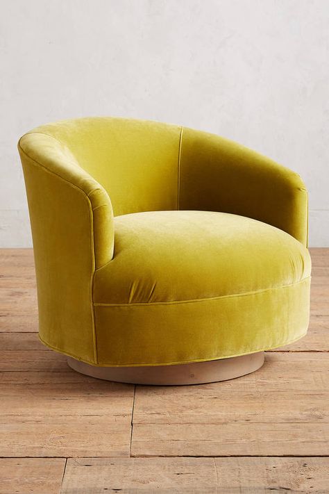 Anthropologie Velvet Amoret Swivel Chair Side Chairs Living Room, Wayfair Living Room, Adirondack Chair Cushions, Wayfair Living Room Chairs, Velvet Furniture, Hanging Furniture, Spring Furniture, Green Armchair, Black Chair