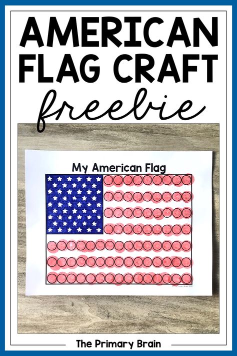 American Flag Craft Freebie - shows an American flag created using marker and dot markers. Kids 4th Of July Crafts, American Flag Crafts Preschool, Us Flag Craft, American Flag Crafts For Kids, American Flag Craft, Patriot Day Activities For Kindergarten, Usa Flag Craft Preschool, American Flag Preschool Craft, Easy Flag Craft