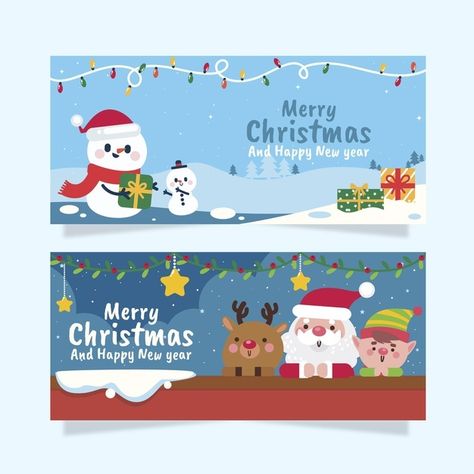 Flat design christmas banners template P... | Premium Vector #Freepik #vector #christmas #winter #design #template Christmas Banner Design, Hand Drawn Christmas Cards, Christmas Booth, Banners Template, Christmas Arts, Christmas Tree Collection, Merry Christmas Background, Merry Christmas Banner, Stamp Ideas