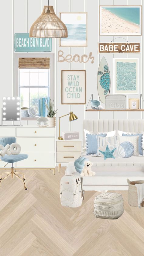 Beachy bedroom inspo🌊🩵 #bedroom #bedroominspo #bedroomideas #beachgirl #beach #beachaesthetic #beachbedroom #preppy #cleangirl #fyp #homedecor #aesthetic #blue #roominspo Costal Bedroom, Surf Room Decor, Coastal Room Decor, Gym Pants Women, Ocean Room Decor, Beachy Room Decor, Summer Room Decor, Beach Room Decor, Beachy Bedroom