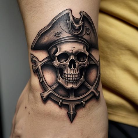 Set sail with bold Jolly Roger tattoos! This collection captures the rebellious spirit of pirates with iconic skull and crossbones designs. Whether you’re drawn to classic black ink or modern takes with vibrant colors, these tattoos symbolize freedom, adventure, and living life on your own terms. Perfect for anyone who embraces the pirate lifestyle or just loves the thrill of the open sea! Explore these inspiring designs and find your next ink idea. #JollyRogerTattoos #PirateTattoos Pirate Jolly Roger, Jolly Roger Tattoo, Pirate Tattoo For Men, Pirate Tattoos, Pirates Of The Caribbean Tattoo, Pirate Skull Tattoos, Pirate Tattoo, Pirate Skull, Jolly Roger