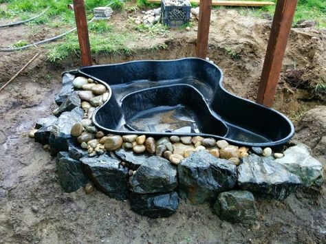 Pond For Ducks, Duck House Diy, Preformed Pond Liner, Preformed Pond, Large Chicken Coop Plans, Fish Ponds Backyard, Diy Ponds Backyard, Raised Pond, How To Raise Chickens