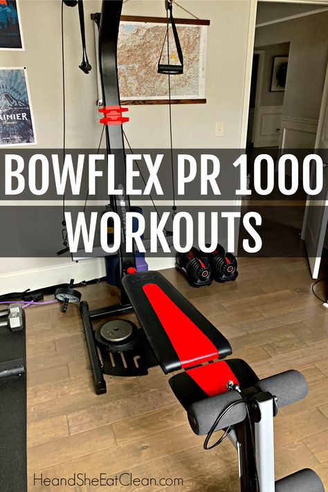 Use these workouts (with video!) to make the most of your time on the Bowflex PR 1000 Home Gym #homegym #fitness #exercise #heandsheeatclean #workout Boflex Workouts, Bowflex Workout Plan, Bowflex Workout Routine, Bow Flex, Bowflex Blaze, Bowflex Max Trainer, Bowflex Workout, 12 Week Workout, Beginner Workout At Home