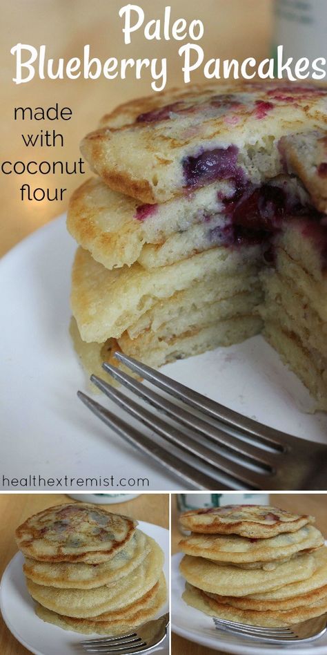 Paleo Blueberry Pancakes, Blueberry Pancakes Recipe, Paleo Pancakes, Coconut Flour Recipes, Paleo Recipes Breakfast, Paleo Recipe, Paleo Diet Recipes, Blueberry Pancakes, Oreo Dessert