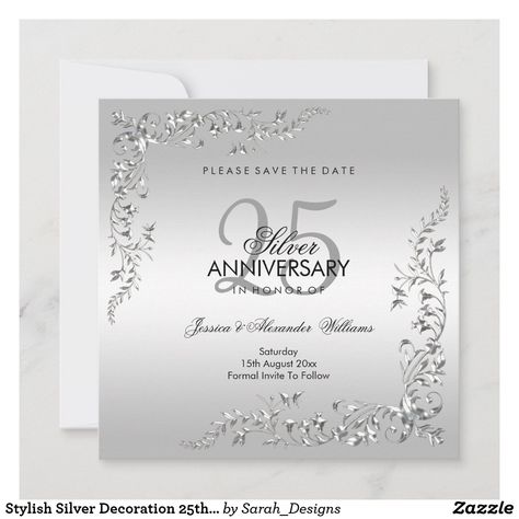 Wedding Anniversary Save The Date, Anniversary Save The Date, 25th Anniversary Decorations, Corner Decorations, Renewal Vows, 25th Wedding Anniversary Invitations, 25th Wedding Anniversary Party, 25th Anniversary Party, Red Wedding Invitations