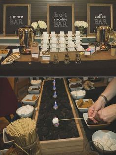 Decoration Buffet, Boda Mexicana, S'mores Bar, Taco Bar, Hot Chocolate Bars, Cocoa Bar, Winter Wonderland Wedding, Wedding Winter, Dessert Bar