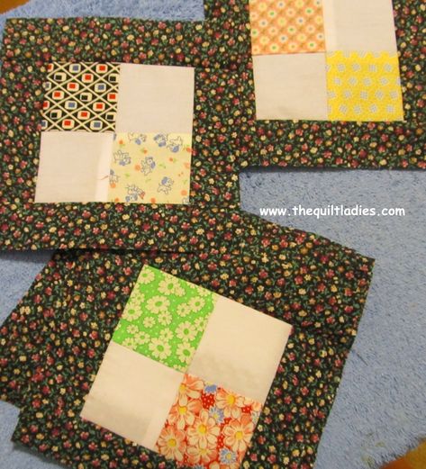 tutorial on how to make a 4-patch quilt block 4 Patch Quilt, Crazy Quilts Patterns, Four Patch, Lap Quilts, Lap Quilt, Patch Quilt, Sewing Table, Charm Pack, Love Charms