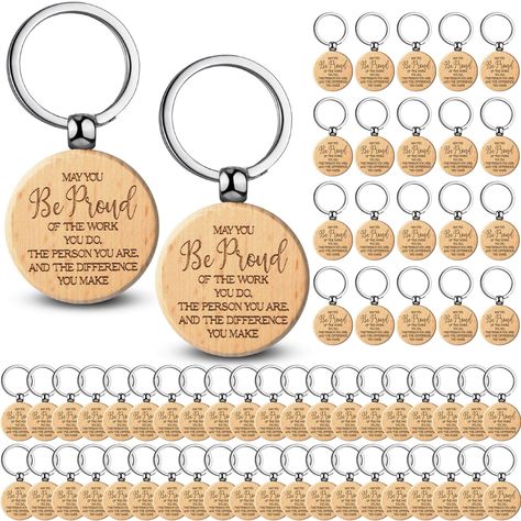 PRICES MAY VARY. Adequate to Meet Your Needs: the package comes with 60 pieces of inspirational gifts keychains in total; The sufficient quantity enables you to send the keychains as appreciation gifts to your friend, family, teachers, social workers or others to show your appreciation Delicate and Motivational Design: our round wooden keychain is designed with a natural wood pendant, engraved with motivational texts [May you be proud of the work you do], adding courage to you; Besides, please n Cute Thank You Gifts For Mulitple People, Appreciation Former Coworker Gifts, Cheap Team Christmas Gifts, Thank You For Celebrating With Us Gift Teen, Thankful Gifts For 80 Employees, Welcome Gifts For New Employees Survival Kits, Staff Appreciation Gifts Cricut, Great Job Gifts For Kids, Encouragement For Coworkers Appreciation Gifts