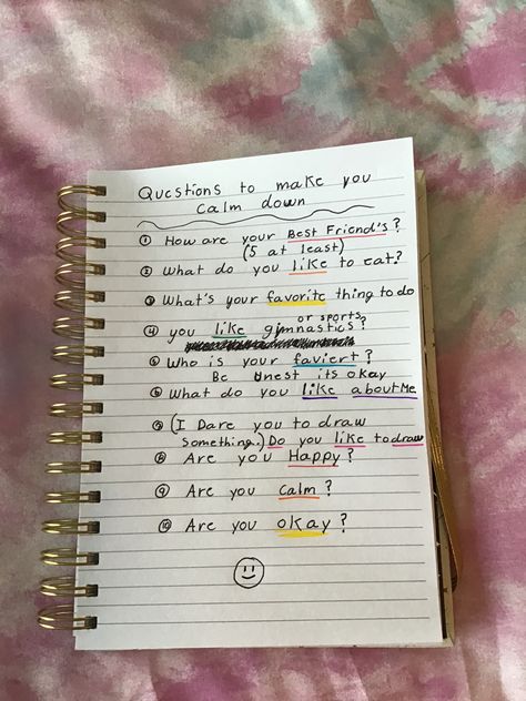 Questiens to make you calm down Things To Draw To Calm Down, Ways To Calm Yourself Down, How To Calm Someone Down Over Text, Things To Do To Calm Down, Things To Help You Calm Down, How To Be A Calmer Person, Things To Calm Yourself Down, How To Calm Someone Down, How To Calm Down When Panicking