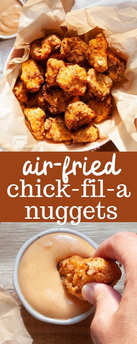 Tik Tok Chicken Nuggets, Healthy Chicken Nuggets Air Fryer, Chic Fil A Chicken Recipe Air Fryer, Chicken Nuggets Aesthetic, Air Fryer Chicken Nuggets Homemade, Chick Fil A Chicken Nuggets Recipe, Chik Fil A Chicken, Chick Fil A Chicken Nuggets, Air Fried Chicken Nuggets