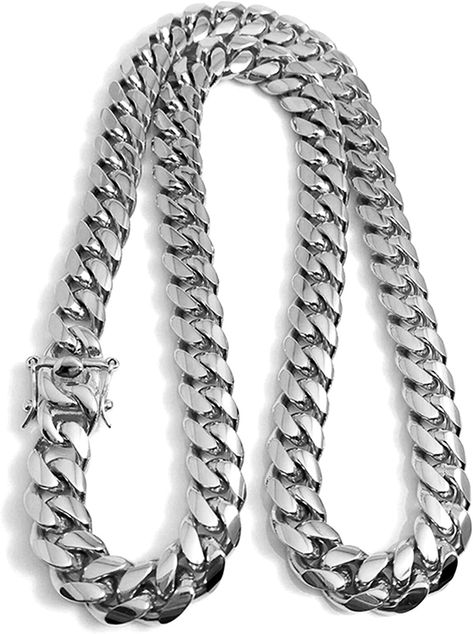 PRICES MAY VARY. The design fits perfectly to your style – Mens Cuban link chain is timeless and never goes out of style. It will complement your outfit to make it a fashion statement. We have created the perfect collection of statement chains that are edgy enough to make a statement. We offer two variations of 22” and 24” inch lengths for Cuban link chains for men that are perfect for a subtle look. Whatever jewelry styling you are after, a quality men's white gold necklace is a great place to White Gold Cuban Link Chain, Hollywood Jewelry, Father Son Gifts, Mens Chain, Hip Hop Chains, Gold Cuban Link Chain, Cuban Link Chain Necklaces, Groomsmen Proposal, Mens Chain Necklace