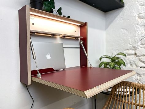 Buy Small Folding Desk Wall Desk Study Drop Down Desk Space Online in India - Etsy Desk Plywood, Desk Space Saving, Folding Study Table, Drop Down Desk, Modern Bureau, Small Computer Desk, Plywood Table, Study Table Designs, Space Saving Desk