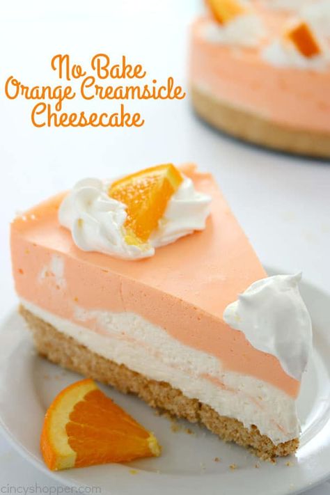 Orange Creamsicle Cheesecake Recipe, Orange Creamsicle Cheesecake, Creamsicle Cheesecake, Orange Cheesecake, Best Summer Desserts, Orange Dessert, Vanilla Wafer, Orange Baking, Dessert Shots