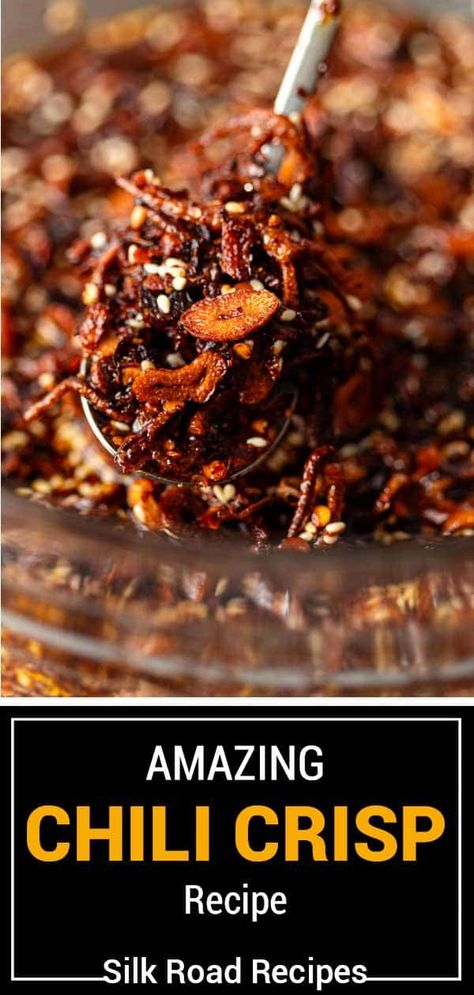 Diy Chili Crisp, Chili Crisp Oil Recipe, How To Use Chili Crisp, Chili Crisp Orange Chicken, Chili Crunch Recipe, Crunchy Chili Oil, Chili Crisp Recipe, Chili Crisp Oil, Chile Crisp