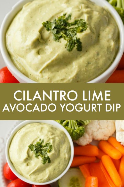 Cilantro Lime Avocado Yogurt Dip - This healthy veggie dip is as creamy as it is delicious! Packed with lime juice, Greek yogurt, avocado, cilantro, and a touch of chili powder. Avocado Yogurt Dip, Avocado Yogurt, Keto Approved Foods, Easy Dip, Keto Diet Breakfast, Keto Diet Benefits, Yogurt Dip, Starting Keto Diet, Dip Recipes Easy