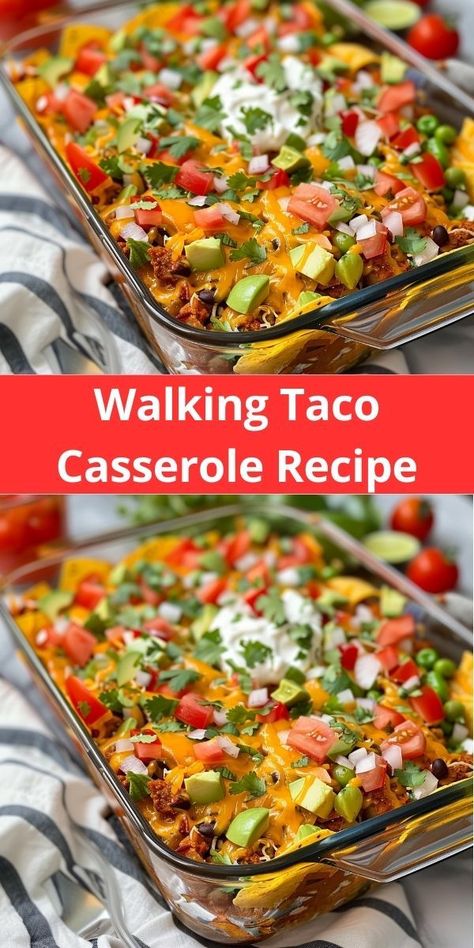 Family-favorite walking taco casserole: taco ingredients in a delicious, easy-to-make dish.