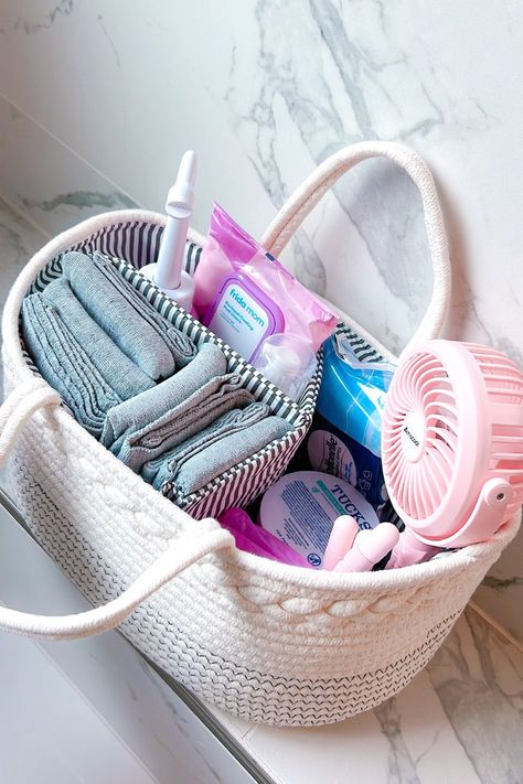 Postpartum Bathroom Basket, Postpartum Gift Basket, Baby Checklist Newborn, Frida Mom, Newborn Checklist, Mom Care Package, Pregnancy Hospital Bag, Pregnancy Facts