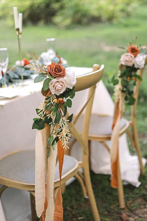 Lookein Pew Flowers for Wedding Ceremony Chair Decorations Set of 8 Aisle Decorations Bench Decoration Wedding Aisle Chair Decoration, Rustic Terracotta #autumn #wedding #sponsored Wedding Ceremony Chair Decorations, Ceremony Chair Decorations, Autumn Wedding Aisle, Pew Flowers For Wedding, Wedding Chair Decorations Diy, Flowers For Wedding Ceremony, Church Wedding Decorations Aisle, Wedding Ceremony Chairs, Pew Flowers