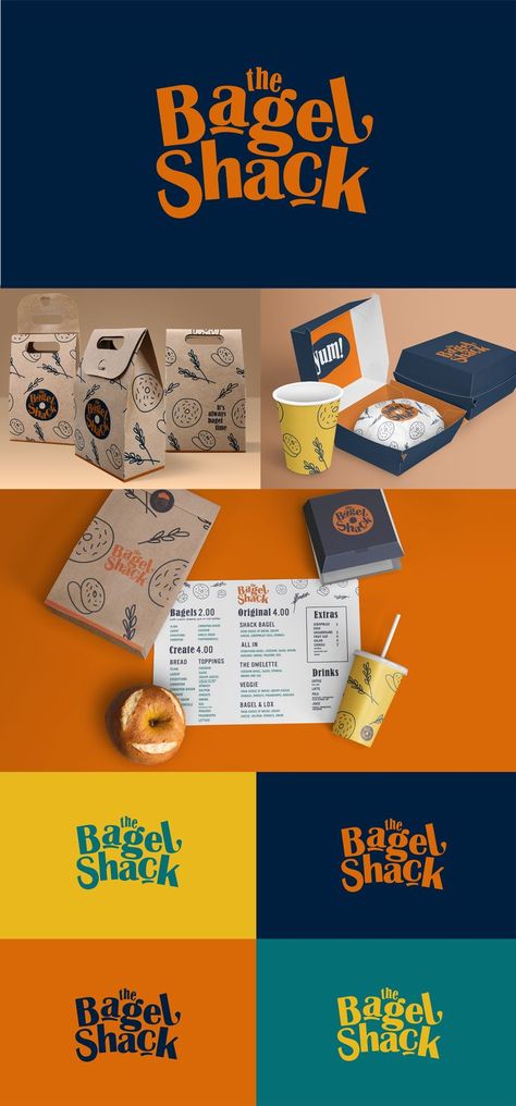 Branding for bagel restaurant. Portfolio: mondaycourtney.com Bread Toppings, Best Bagels, Brand Development, Bagels, Brand Packaging, Restaurant Design, Branding Design Logo, Coffee Drinks, Logo Branding