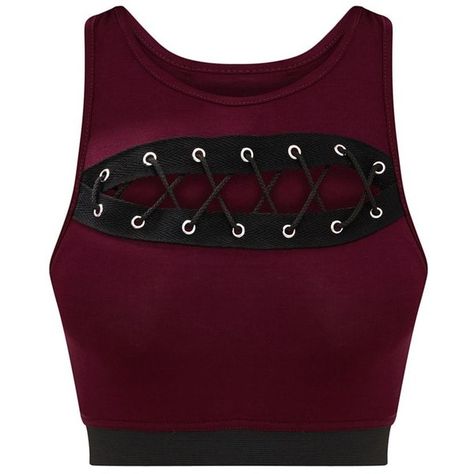 Burgundy Lace Up Detail Crop Top (30 CAD) ❤ liked on Polyvore featuring tops, burgundy crop top, lace tie up top, lace up front top, lace-up tops and lace front top Crop Top Tank Tops, Cheap Crop Tops, Lace Up Front Top, Burgundy Crop Top, Lace Up Crop Top, Lace Front Top, Tie Up Top, Cotton Camisole, Purple Crop Top