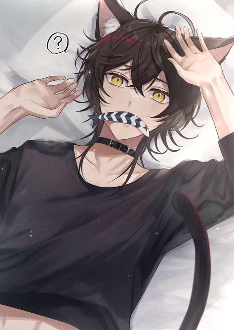 Cat Hybrid Human, Cat Boy Art, Cat Boy Oc, Cat Boy Aesthetic, Catboy Art, Breeze Aesthetic, Catboy Anime, Anime Haircut, Anime Cat Boy