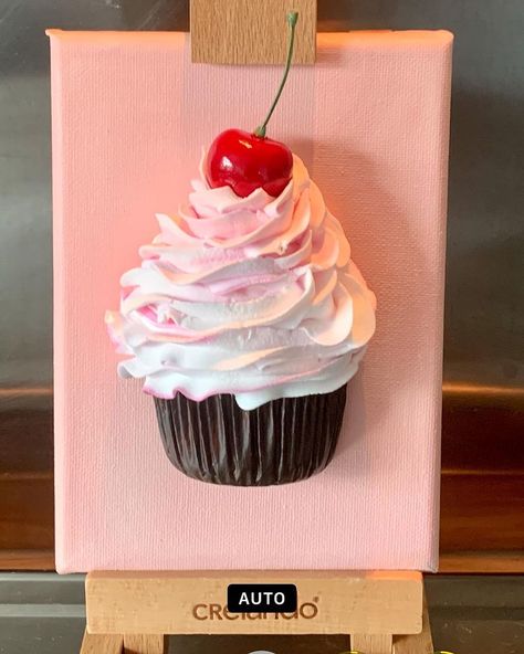 Fake desserts #icecreamsundae #milkshakes #fakesweets #fakecake #fakefood #foodprops #partyideas #photoprops #icecreamparlour #partydecor… | Instagram Dessert Wall Art, Cupcake Painting On Canvas, Diy Food Decor, Food Canvas Painting, Food Props Diy, Candy Wall Art, Cupcake Kitchen Decor, Cupcake Wall Art, Canvas Easel