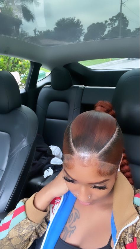 Two Part Slick Back, Ginger Slick Back Ponytail, Slick Back Ponytail, Back Ponytail, Hair Expo, Slicked Back Ponytail, Hair Styels, Cute Hair Colors, Quick Natural Hair Styles