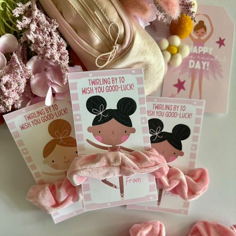 The Cutest Dance Recital Favors Dance Recital Gift, Pink Scrunchie, Dance Recital Gifts, Ballet Recital, Dance Teacher Gifts, Ballet Kids, Good Luck Gifts, Dance Gifts, The Dancer