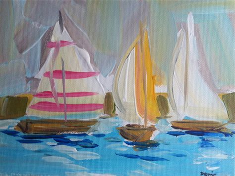 Sailboats in Pastels Size: Various Almost watercolor feel to this sailboat print. Printed on heavy bright white paper using archival quality HP inks. White border on all sides for easy framing. Sailboats Painting, Golden Bamboo, Nautical Artwork, Sleeper Ottoman, Workspace Desk, Hallway Inspiration, Sailboat Print, Florida Art, Dining Room Buffet