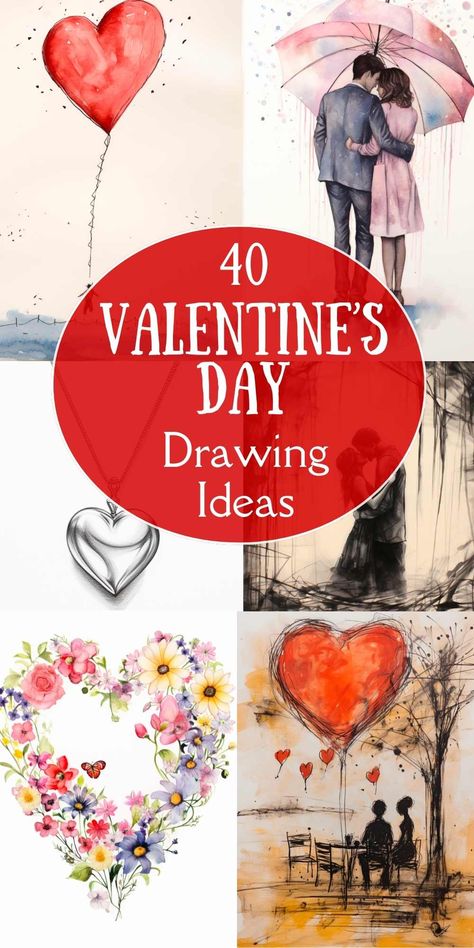 Explore 40+ Valentine's Day Drawing Ideas and ignite your creative spark! Romantic drawing ideas for beginners and more experienced artists. BONUS: Free Printable Heart Templates! #ValentinesDayDrawing #CreativeInspiration #ArtisticExpression Valentines Day Doodles Easy, Drawing Ideas Love Couples, Drawing Ideas Valentines, Valentine’s Day Drawings Easy, Drawing Ideas Valentines Day, Valentine’s Day Drawing Ideas, Valentine’s Day Doodles, Valentines Day Drawings Art Ideas, Valentines Day Sketches