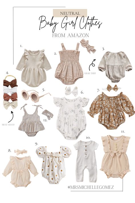 Neutral baby girl clothes from amazon Clothes From Amazon, Michelle Gomez, Neutral Baby, Girl Clothes, Amazon Finds, Girl Outfits, Dress Up