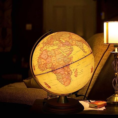 Earth globe lamp Globe For Kids, Family Playroom, Antique Globe, Kids Globe, World Globes, Earth Globe, Globe Lamps, Metal Rack, World Globe