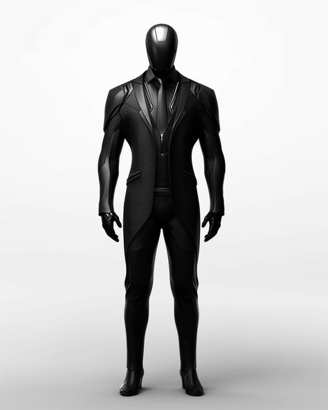 Sci Fi Tuxedo, Men Fashion Suits Modern Man, Robot Wearing Clothes, Futuristic Business Suit, Super Suit Male Design, Robot Armor Suits, Futuristic Pilot Suit, Cyberpunk Suit Men, Futuristic Tuxedo